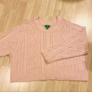 Pink Chunky Cropped Sweater